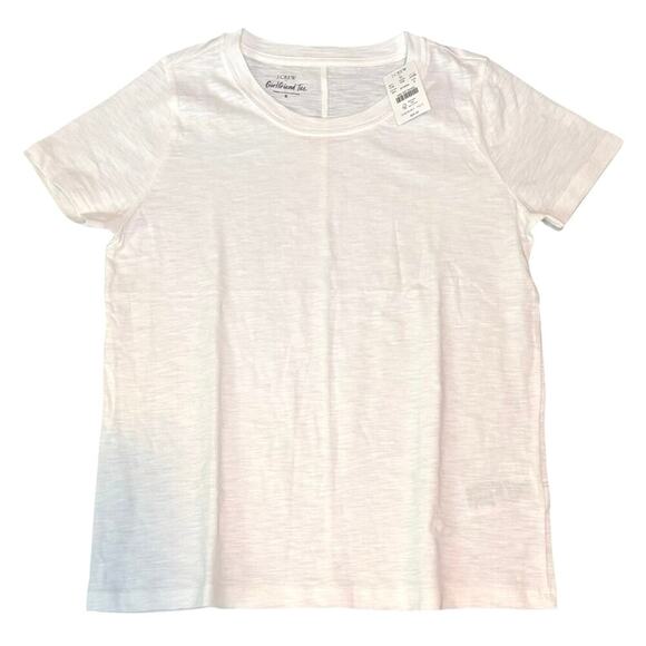 J. Crew Factory Tops - J.Crew Factory White Girlfriend Tee Small Cotton Crewneck Relaxed NWT